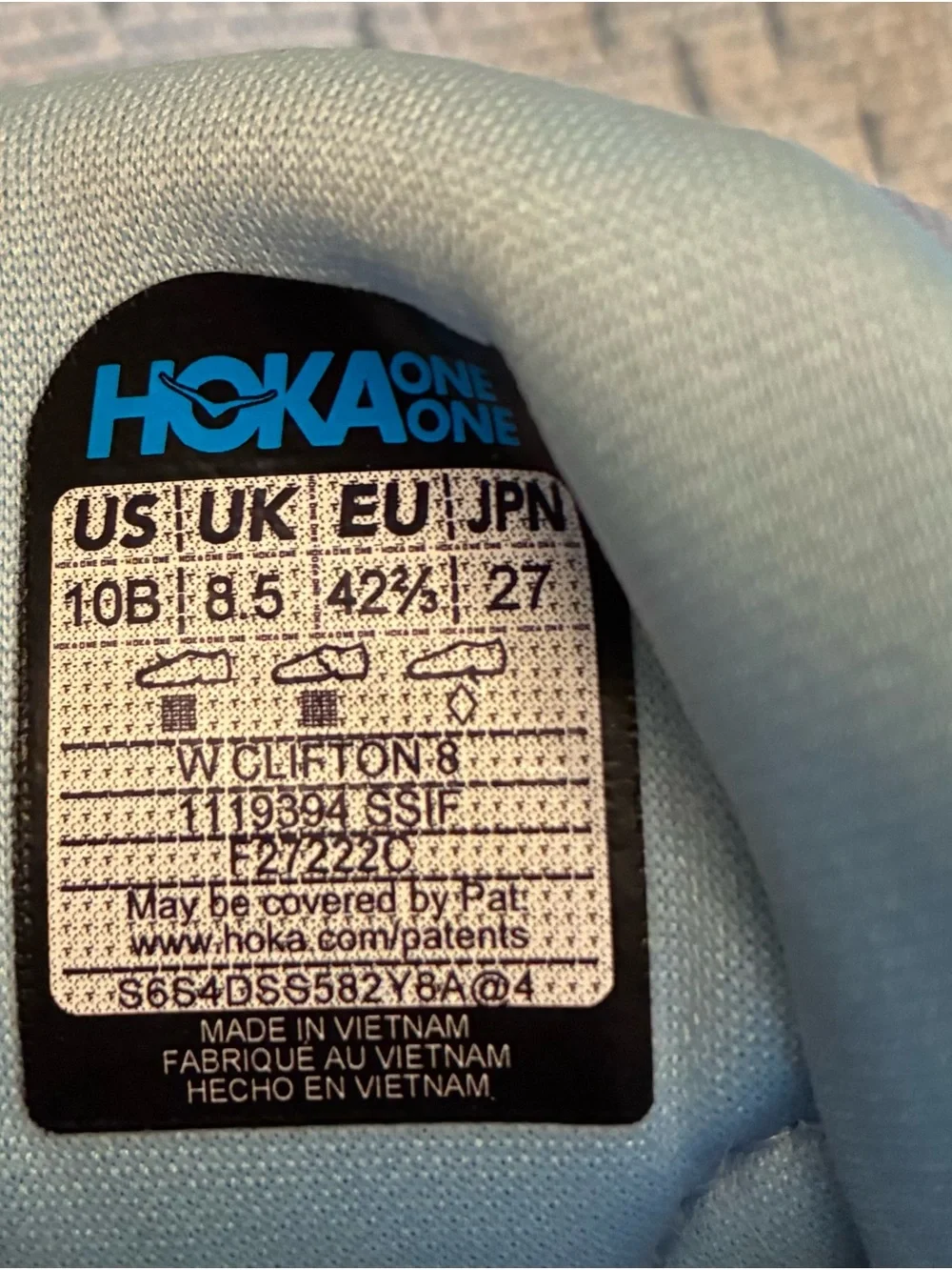 Hoka Women's Clifton 8 Running Shoes - Light Blue and Black Label
